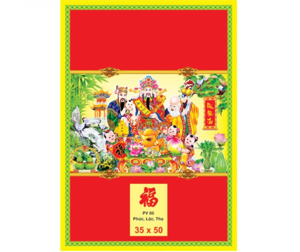 MS : PV 18 - Phúc Lộc Thọ & Tiểu Đồng (35x50) (35x60) & (40x60)