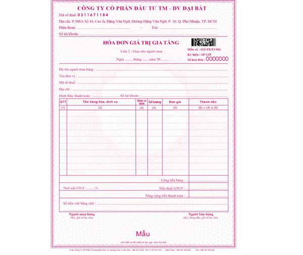Hoá đơn VAT 03