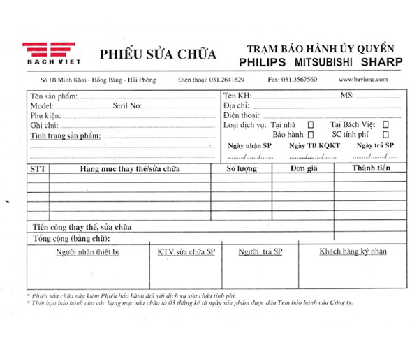 Phiếu sửa chữa