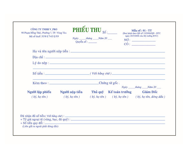 Phiếu thu chi 01